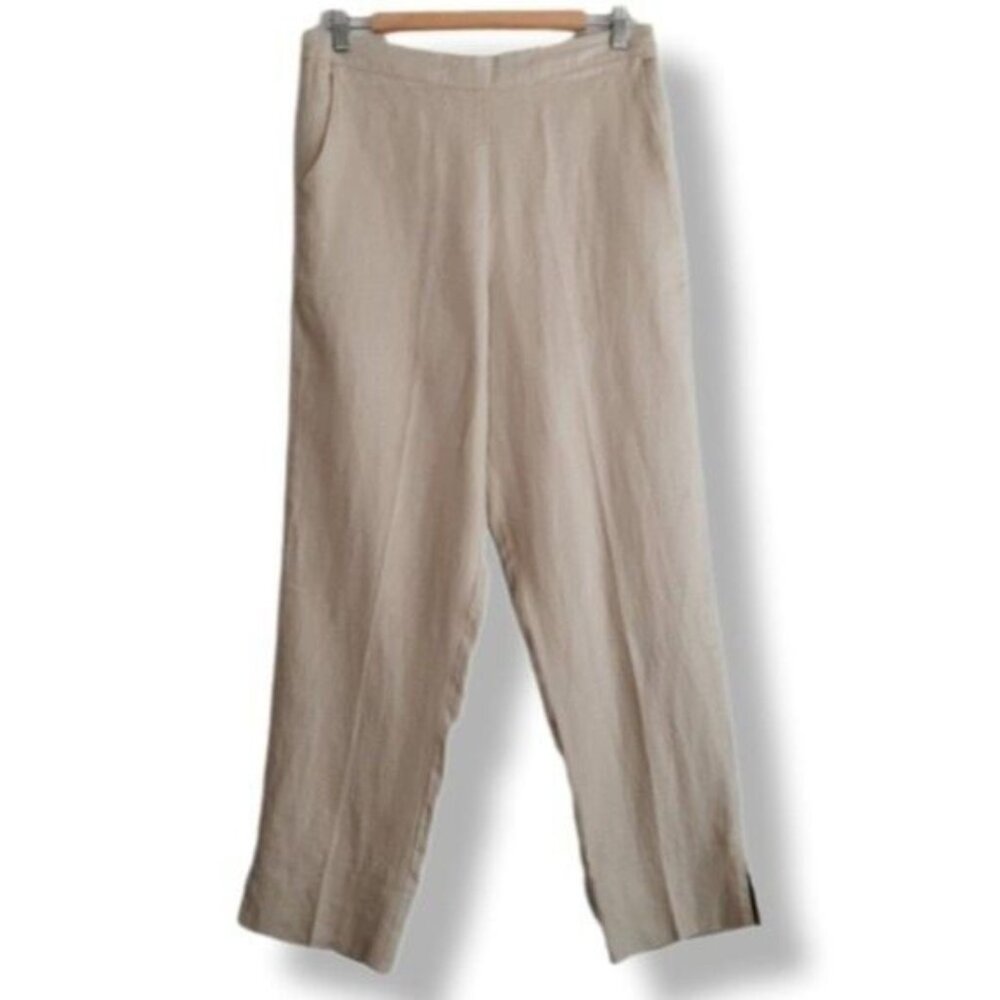 PECK & PECK 100% Linen Pull-on Pants Light Beige Sz M